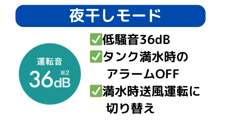 夜干しモードで音が静か(36dB)