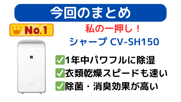 まとめ|私の一押しはシャープ「CV-SH150」