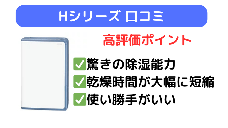 Hシリーズの口コミは除湿能力の高さと使いやすさが高評価