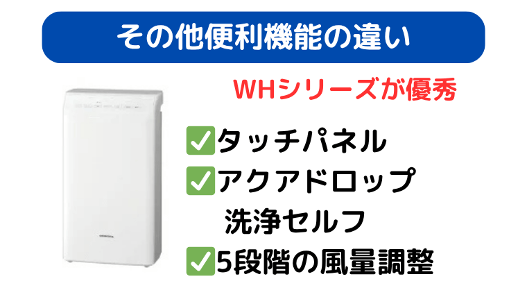 WHシリーズの方が便利機能は優秀（お手入れ・清潔・操作性）