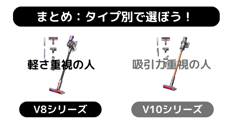 ダイソン掃除機 V8とV10 徹底比較|まとめ