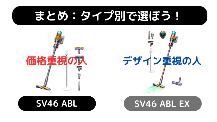 ダイソン SV46 ABLとEX  違い|まとめ