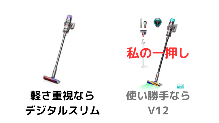 軽さ重視ならデジタルスリム・使い勝手ならV12