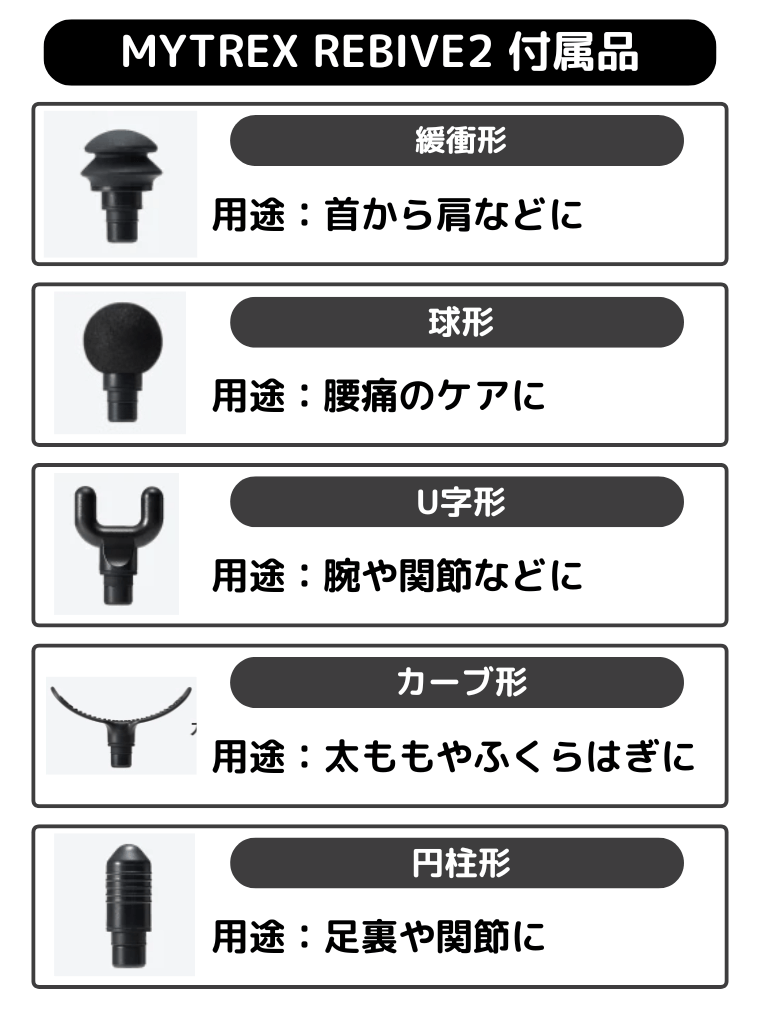 MYTREX REBIVE2 5種類のアタッチメント