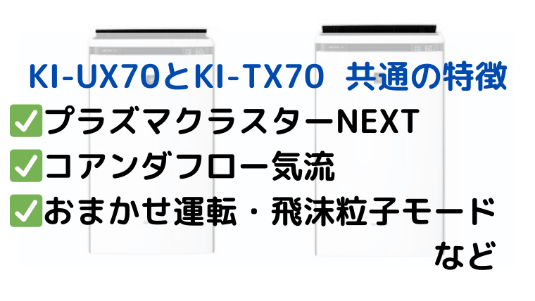 シャープ KI-UX70とKI-TX70 共通の特徴