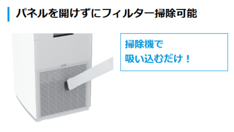 パネルを開けずにフィルター掃除可能（お手入れ機能）