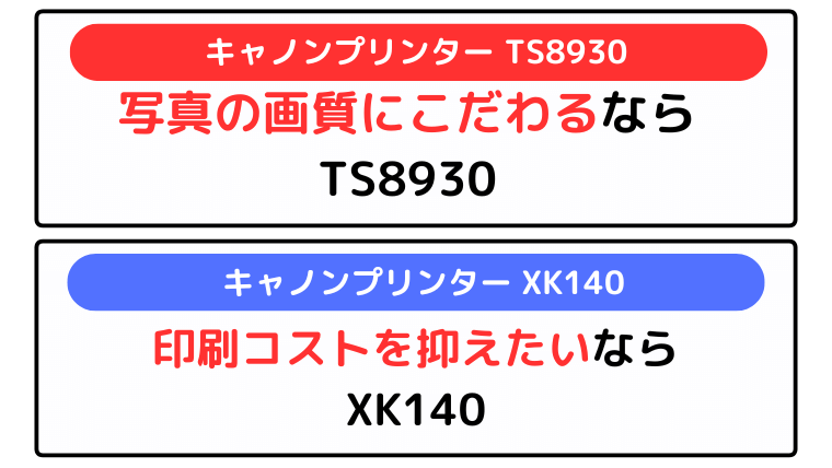 キャノンプリンター TS8930とXK140の違い