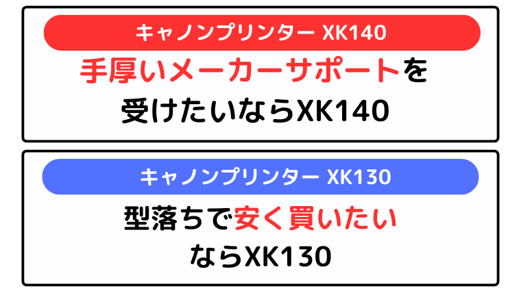 キャノンプリンター XK140とXK130の違い