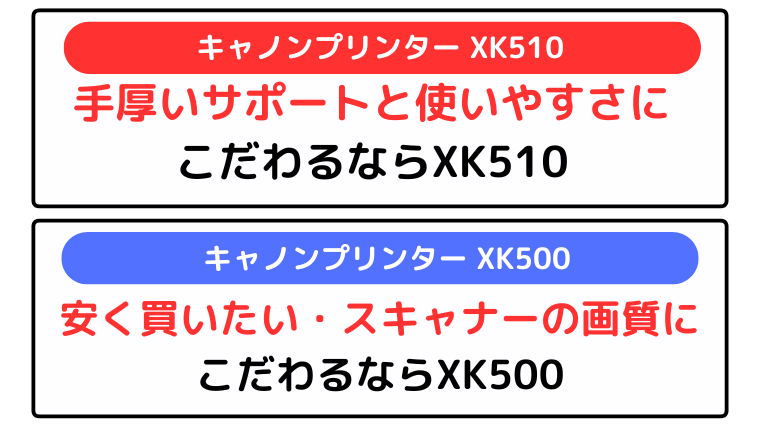 キャノンプリンター XK510とXK500の違い