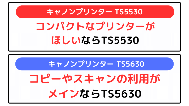 キャノン TS5530とTS5630の違い