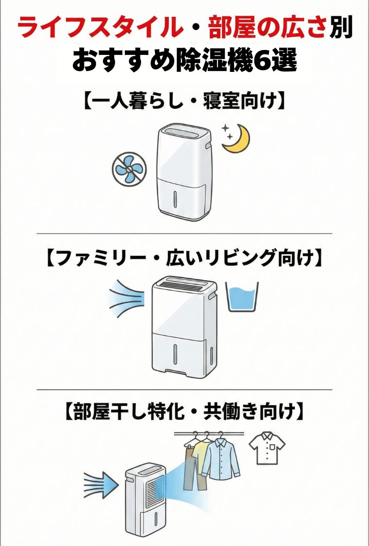 ライフスタイル・部屋の広さ別おすすめ除湿機6選