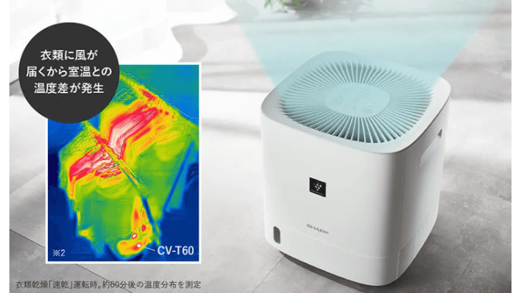 全周囲から除湿された風を届ける「360°全周吹き出し」を採用。乾きムラを抑えます。