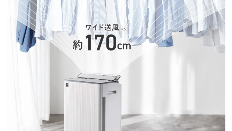 CV-U190は 「デュアルルーバー」で広範囲に送風ができる(170cm)