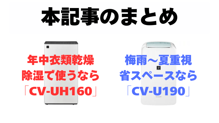 まとめ:年中パワフルな「CV-UH160」、夏重視・省スペースな「CV-U71」