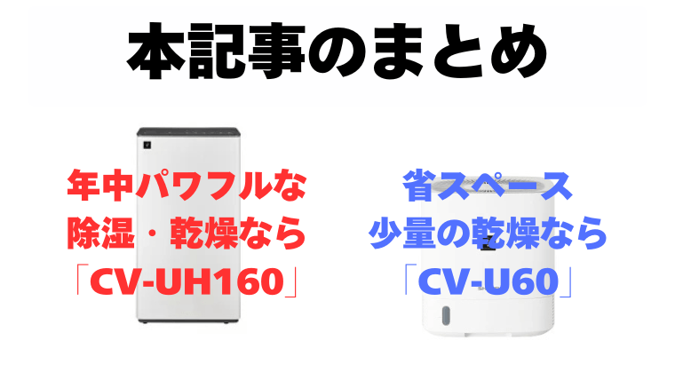 まとめ：年中パワフルな「CV-UH160」、省スペースなら「CV-U60」