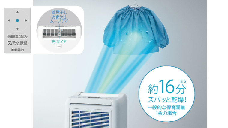 3次元広角狙えルーバーとズバット乾燥モードで少量～大量の洗濯物が乾かせる