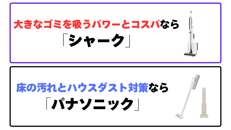 まとめ：Shark（シャーク）とパナソニックコードレス掃除機比較