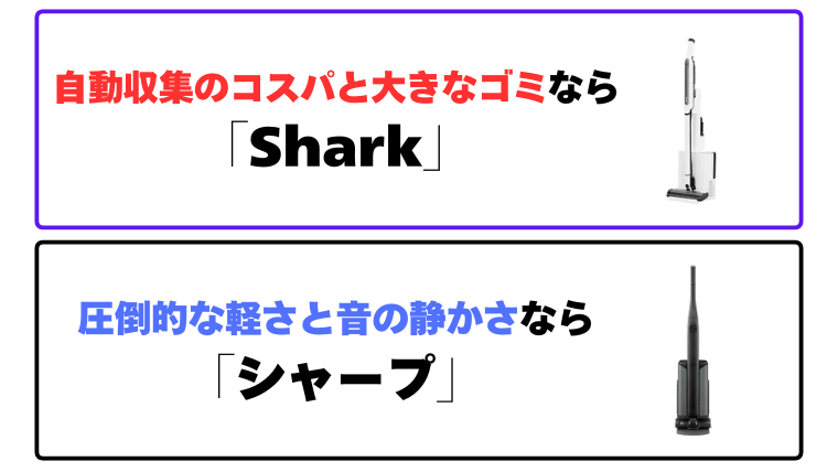 まとめ:Shark(シャーク)とシャープコードレス掃除機比較