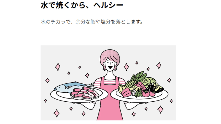 水で焼くからヘルシー